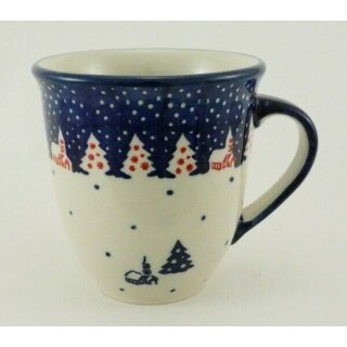 Bunzlauer Keramik Tasse MARS Maxi - Becher - blau/weiß - 0,43 Liter, (K106-CHDK)